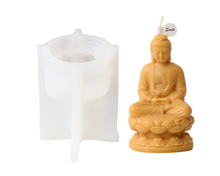 Crouching Lotus Meditation Buddha Candle Mold Handmade Buddha Statue Aromatherapy Candle Plaster Decoration Silicone Mold