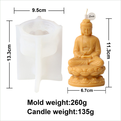 Crouching Lotus Meditation Buddha Candle Mold Handmade Buddha Statue Aromatherapy Candle Plaster Decoration Silicone Mold