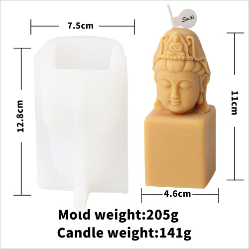 Buddhas Head Statue Candle Silicone Mold for DIY Handmade Desktop Decors Gypsum Soap Mould Reusable Epoxy Resin Mould for Scented Candle Making