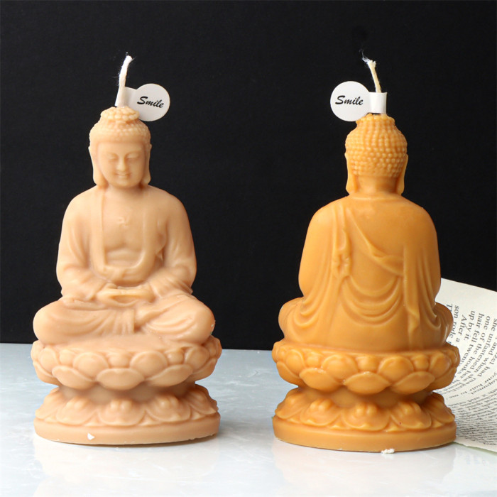 Crouching Lotus Meditation Buddha Candle Mold Handmade Buddha Statue Aromatherapy Candle Plaster Decoration Silicone Mold