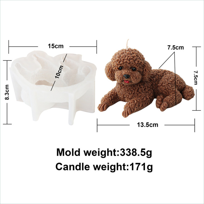 Teddy Dog Candle Mold Handmade Gypsum Decoration Fragrance Candle Silicone Mold