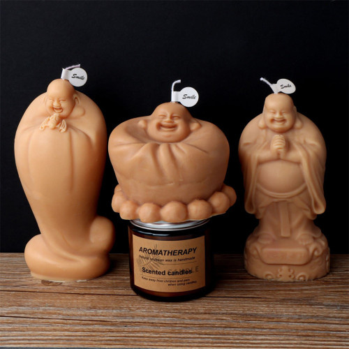 Statue Maitreya Buddha Candle Mold DIY Handmade Buddha Statue Aromatherapy Candle Plaster Decoration Silicone Mold