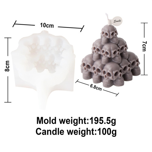 Stacked Skeleton Pillar Candle Mold Pyramid Ghost Head Handmade Aromatherapy Candle Gypsum Decoration Mold