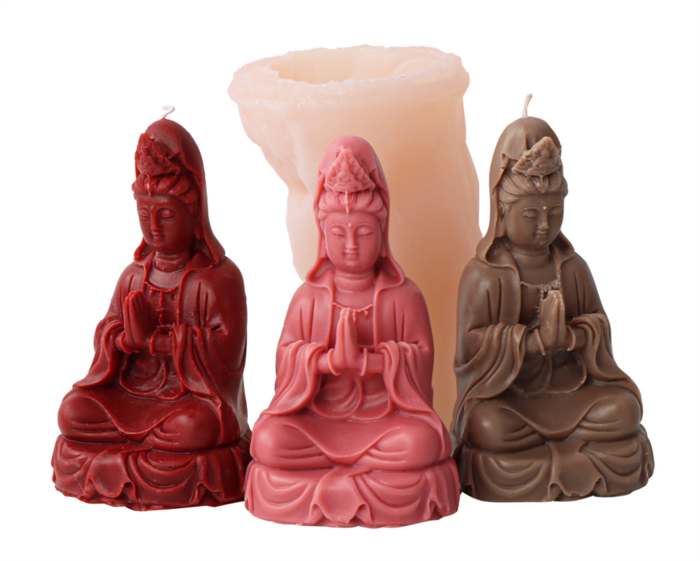 Crouching Lotus Guanyin Candle Mold DIY Aromatherapy Candle Mold Sitting Guanyin Bodhisattva Gypsum Sugar Turning Mold