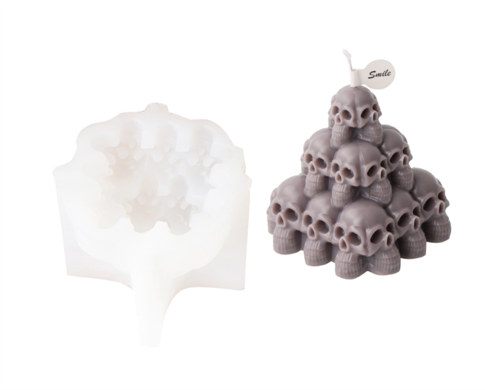Stacked Skeleton Pillar Candle Mold Pyramid Ghost Head Handmade Aromatherapy Candle Gypsum Decoration Mold
