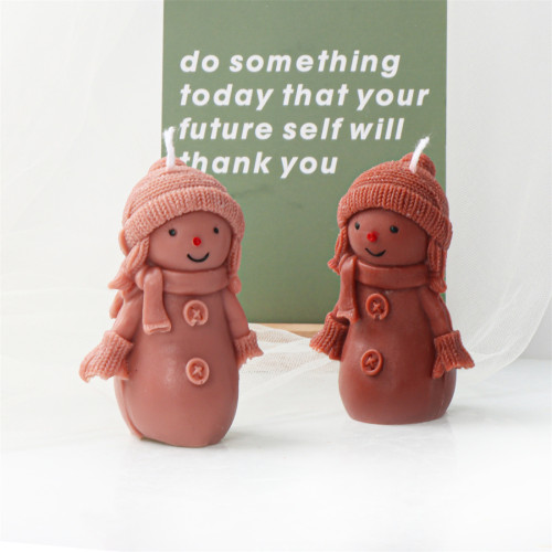Cartoon Christmas Snowman Candle Mold DIY Christmas Theme Decoration Girl Candle Mold Silicone Decoration