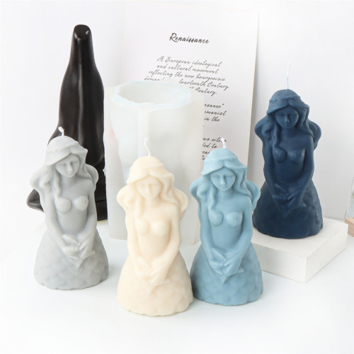 Long Hair Mermaid Candle Mold Handmade Gypsum Doll Aromatherapy Candle Silicone Mold