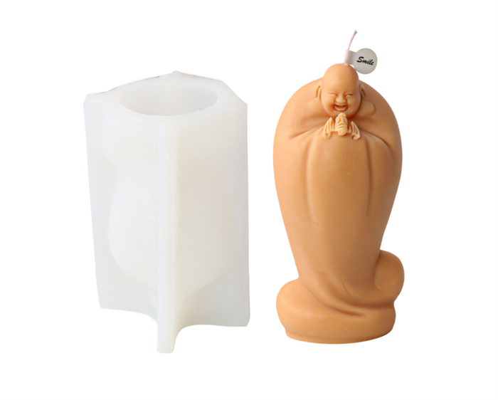 Statue Maitreya Buddha Candle Mold DIY Handmade Buddha Statue Aromatherapy Candle Plaster Decoration Silicone Mold