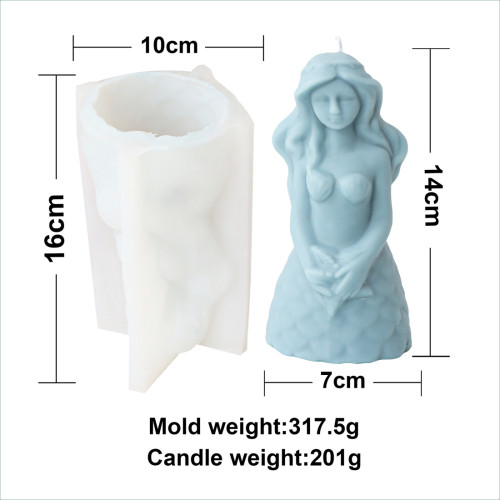 Long Hair Mermaid Candle Mold Handmade Gypsum Doll Aromatherapy Candle Silicone Mold