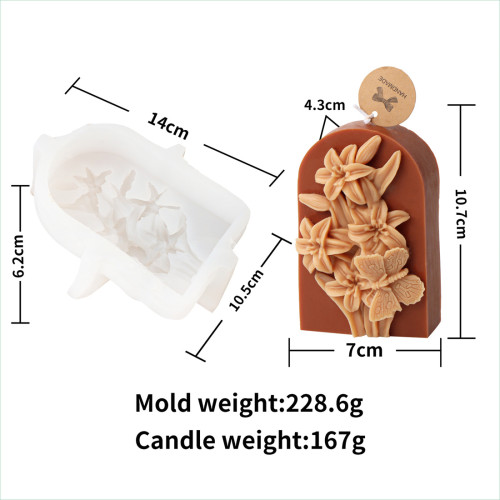 3D relief flower candle mold Handmade floral fragrance candle plaster decoration silicone mold