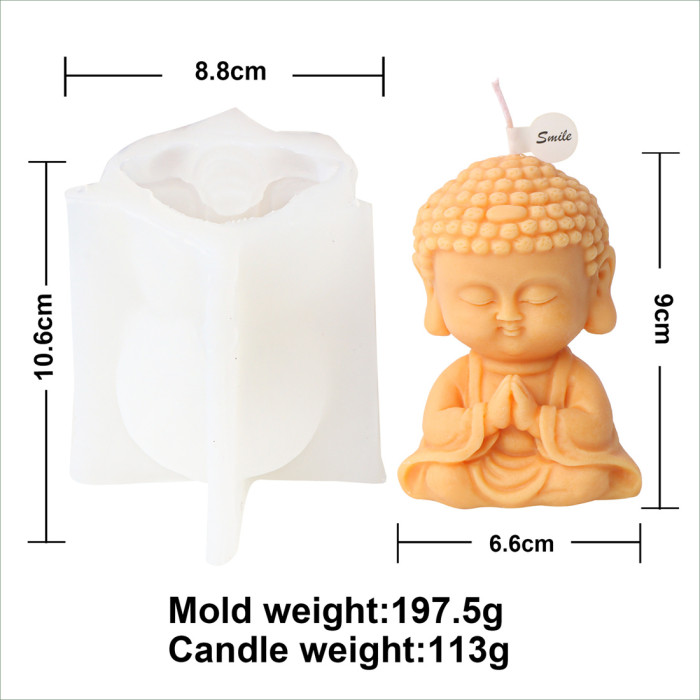 Cartoon Little Buddha Candle Mold Handmade Maitreya Buddha Fragrance Candle Plaster Decoration Silicone Mold