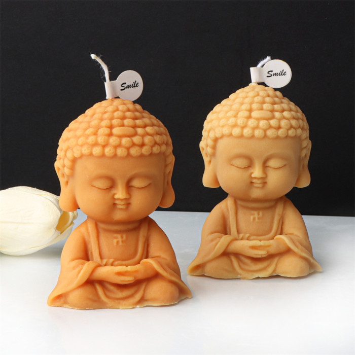 Cartoon Little Buddha Candle Mold Handmade Maitreya Buddha Fragrance Candle Plaster Decoration Silicone Mold