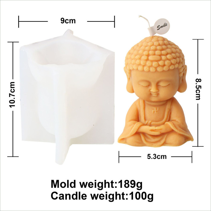 Cartoon Little Buddha Candle Mold Handmade Maitreya Buddha Fragrance Candle Plaster Decoration Silicone Mold