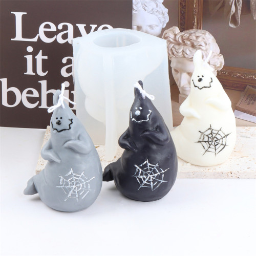 Halloween Decorative Candle Mold Silicone DIY Spider Ghost Candle Mold Handmade Soap Gypsum Flip Sugar Mold