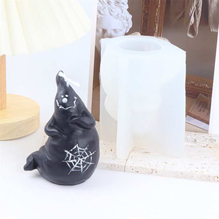 Halloween Decorative Candle Mold Silicone DIY Spider Ghost Candle Mold Handmade Soap Gypsum Flip Sugar Mold
