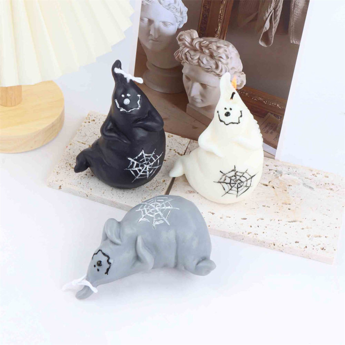 Halloween Decorative Candle Mold Silicone DIY Spider Ghost Candle Mold Handmade Soap Gypsum Flip Sugar Mold