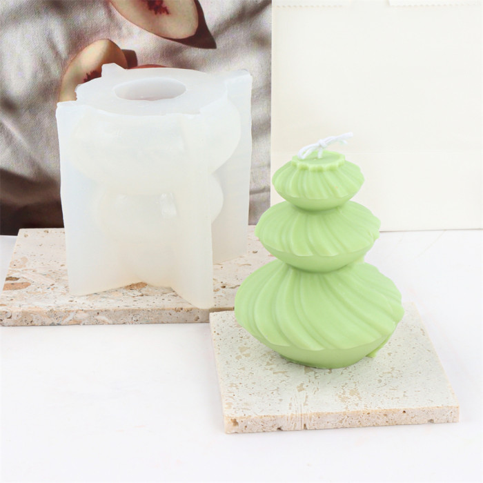 Twisted Stripes 3-Layer Gourd Candle Mold Silicone DIY Cookie Gourd Candle Mold Gypsum Sugar Flipping Mold