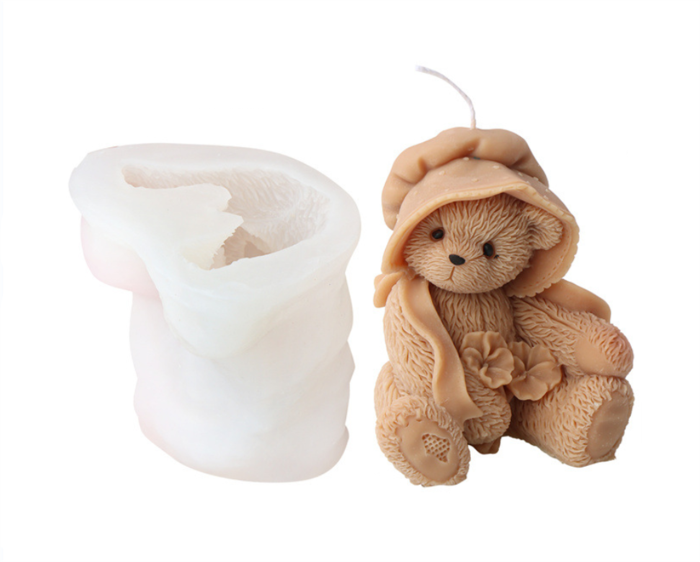Silicone Cute and Cute Bear Candle Model Animal Stereoscopic Hat Bear Gypsum Resin Decoration Mold