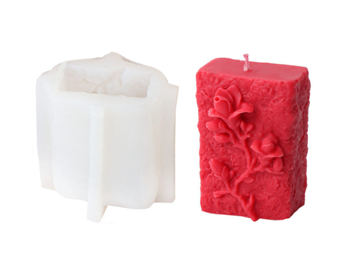 Silicone flower candle mold, embossed flower cylindrical shape, aromatherapy decoration, wedding and birthday mold