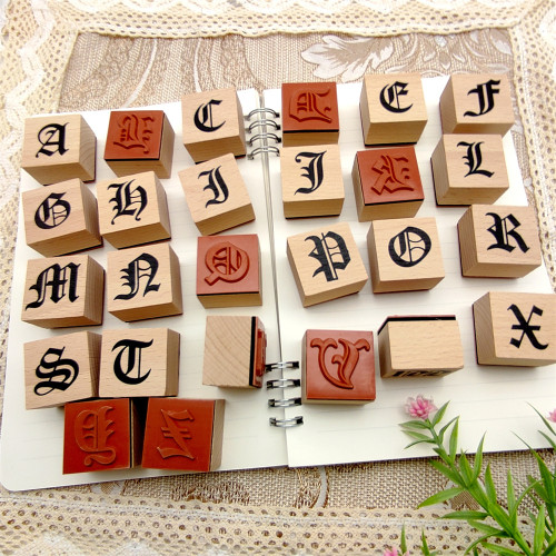 Vintage Alphabet Stamp Wood Rubbe Stamp For Album Journal Notebook Diary Decoration Scrapbooking Card Making