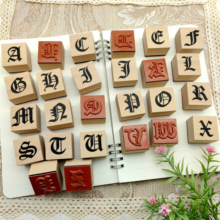 Vintage Alphabet Stamp Wood Rubbe Stamp For Album Journal Notebook Diary Decoration Scrapbooking Card Making