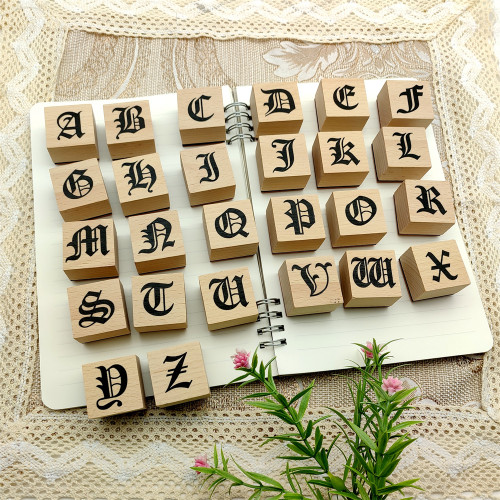 Vintage Alphabet Stamp Wood Rubbe Stamp For Album Journal Notebook Diary Decoration Scrapbooking Card Making