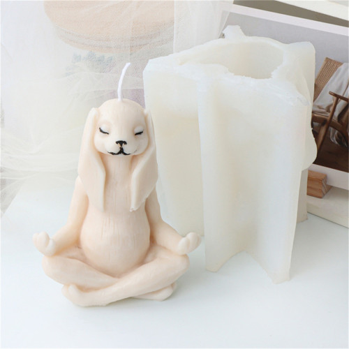 Silicone 3D Animal Meditation Yoga Candle Mold Prayer Sitting Meditation Home Decoration Creative Craft Statue