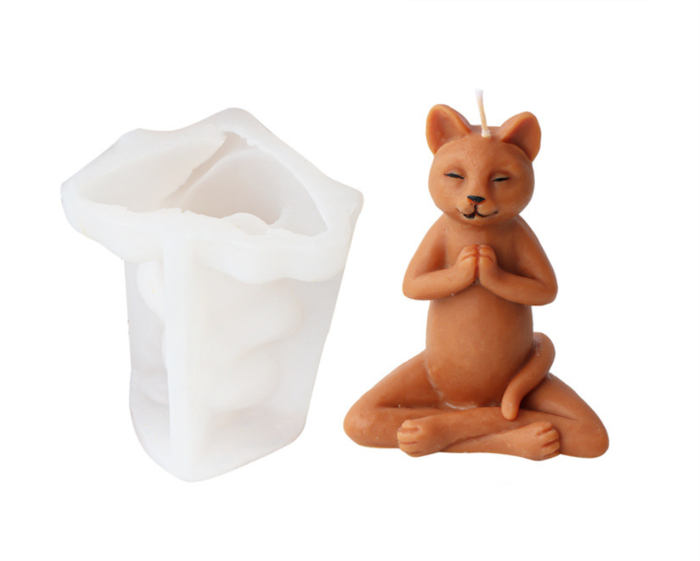 Silicone 3D Animal Meditation Yoga Candle Mold Prayer Sitting Meditation Home Decoration Creative Craft Statue