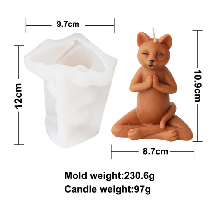 Silicone 3D Animal Meditation Yoga Candle Mold Prayer Sitting Meditation Home Decoration Creative Craft Statue