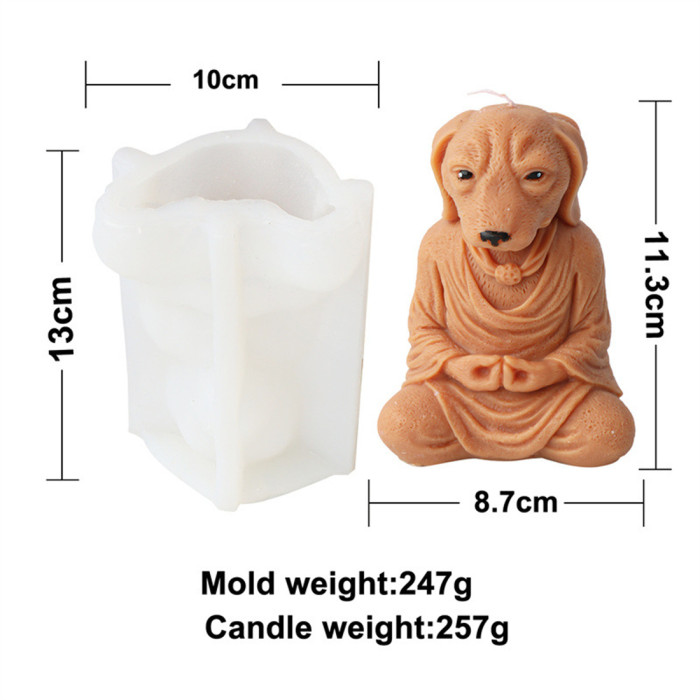 Silicone 3D Animal Meditation Yoga Candle Mold Prayer Sitting Meditation Home Decoration Creative Craft Statue