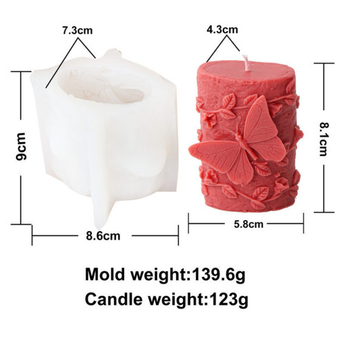 Silicone flower candle mold, embossed flower cylindrical shape, aromatherapy decoration, wedding and birthday mold
