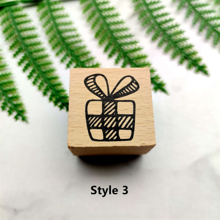 Christmas Card Making Stamp Santa Claus Christmas Tree Bells Gift Wood Rubber Stamp For Decorating Card Scrapbook Journal Diary 6 Styles