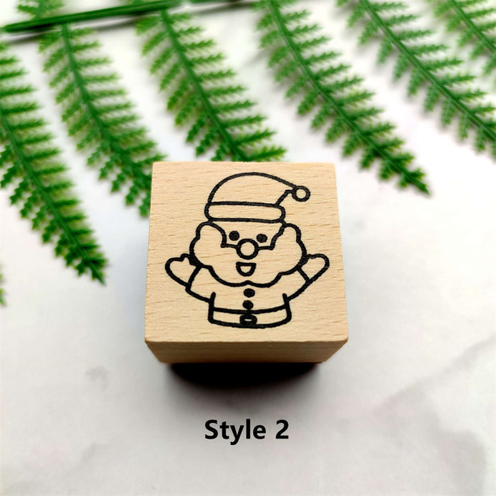 Christmas Card Making Stamp Santa Claus Christmas Tree Bells Gift Wood Rubber Stamp For Decorating Card Scrapbook Journal Diary 6 Styles