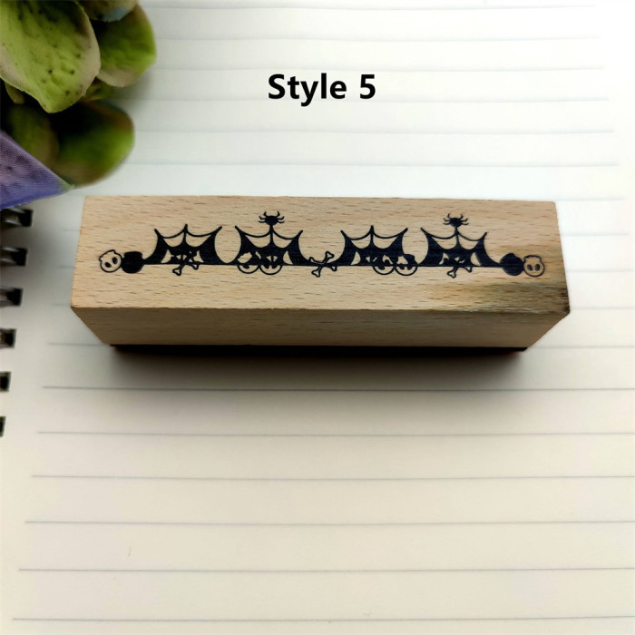 Halloween Strip Cardmaking Stamp Wood Rubber Stamp Decorative Card Scrapbook Album Journal Diary DIY 6 Styles