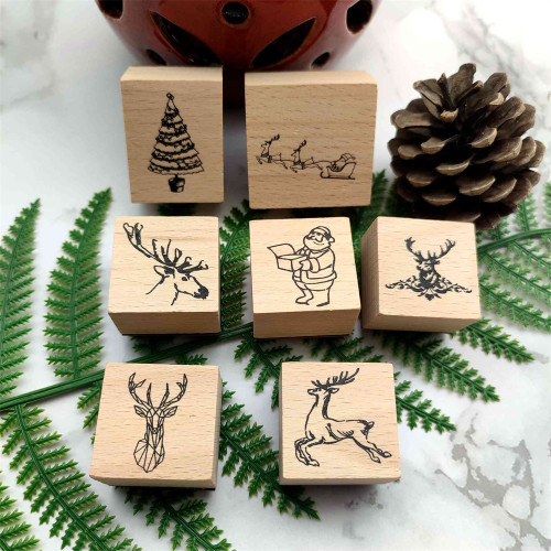 Christmas Theme Wood Rubber Stamp For Christmas Card Making Scrapbooking Journal Album Diary Decoration DIY 7 Styles