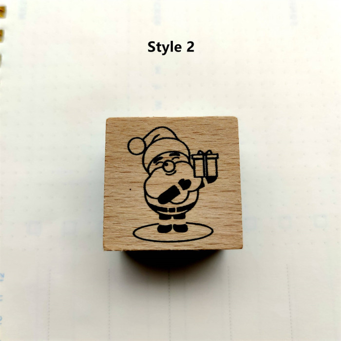 Santa Claus Wood Rubber Stamp Father Christmas Stamp For Christmas Cardmaking Scrapbooking Album Journal Diary Decoration DIY Christmas Gifts 8 Styles