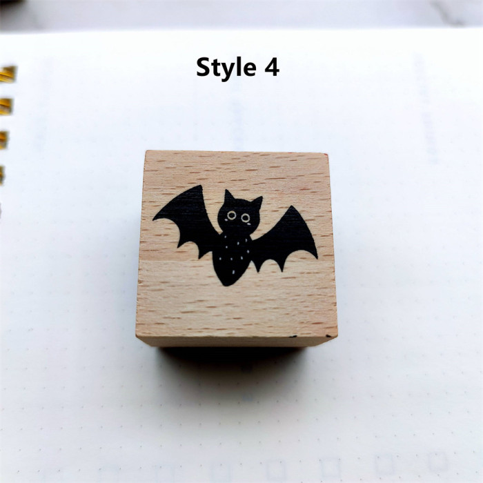 Halloween Wood Rubbe Stamp For Cardmaking Scrapbooking Decorative Diary Journal Album 8 Styles Pumpkin lantern, Spider Web, black cat, Ghost Castle, Broom