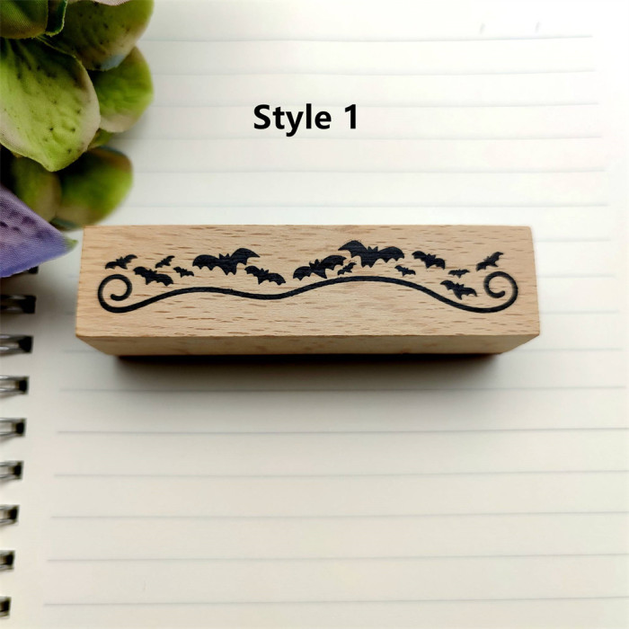 Halloween Strip Cardmaking Stamp Wood Rubber Stamp Decorative Card Scrapbook Album Journal Diary DIY 6 Styles