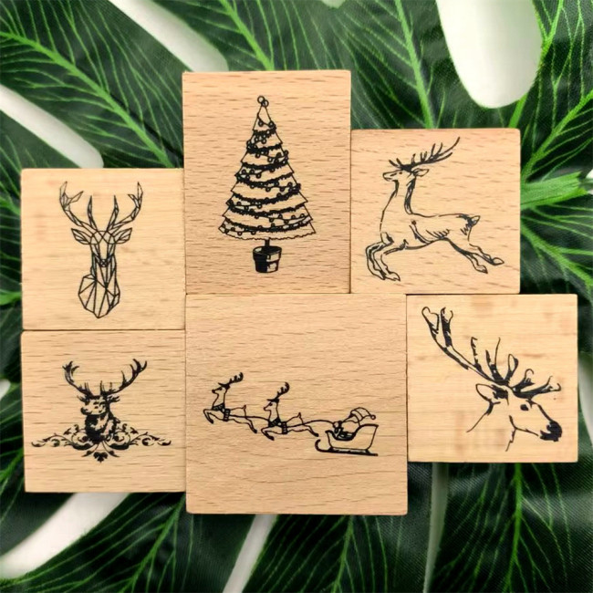Christmas Theme Wood Rubber Stamp For Christmas Card Making Scrapbooking Journal Album Diary Decoration DIY 7 Styles