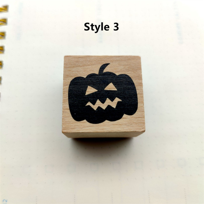 Halloween Wood Rubbe Stamp For Cardmaking Scrapbooking Decorative Diary Journal Album 8 Styles Pumpkin lantern, Spider Web, black cat, Ghost Castle, Broom