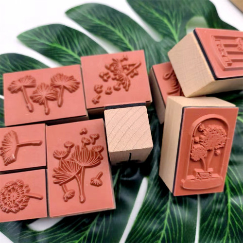 Retro Mushroom Stamp Set of 9 pcs Wooden Rubber Stamps For Crafting Card Making Scrapbooking Decorative Journal Diary Tool