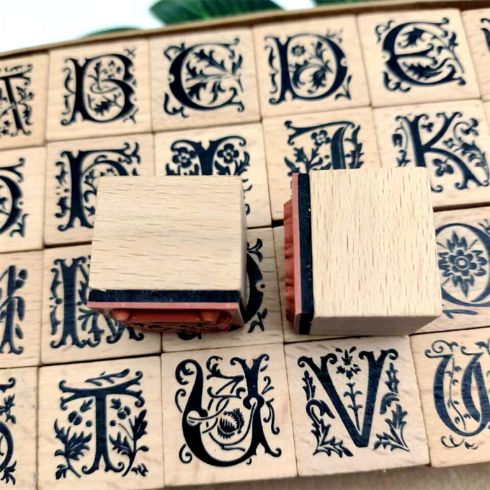 Large Alphabet Rubber Stamp Vine Plant Shaped Letter Wooden Rubber Stamp For Crafting Card Making Scrapbooking Decorative Journal Packaging Tool