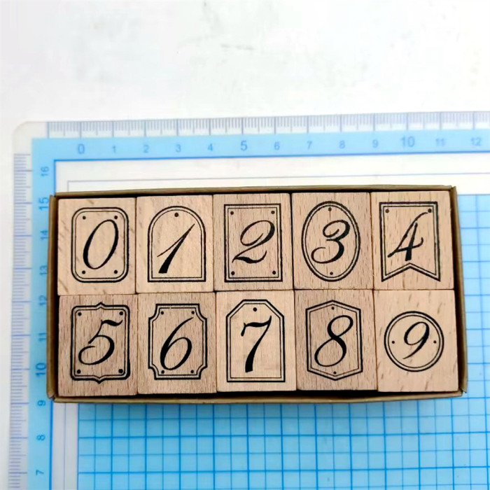Number Stamp Set of 10 pcs Wooden Rubber Stamps For Planner Journal Diary Card Making Scrapbooking Tool