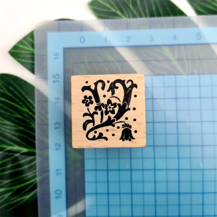 Large Alphabet Rubber Stamp Vine Plant Shaped Letter Wooden Rubber Stamp For Crafting Card Making Scrapbooking Decorative Journal Packaging Tool