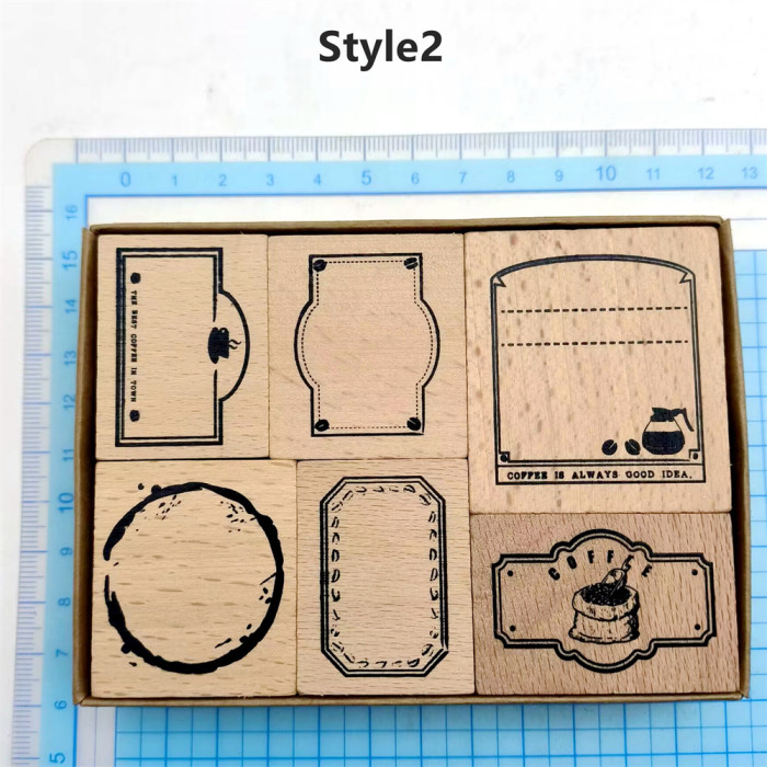 Vintage Trabel Stamp Set Frame Rubber Stamp Set Wooden Rubber Stamp For Label Tags Card Making Scrapbooking Decorative Journal Diary Planner Tool 2 Styles