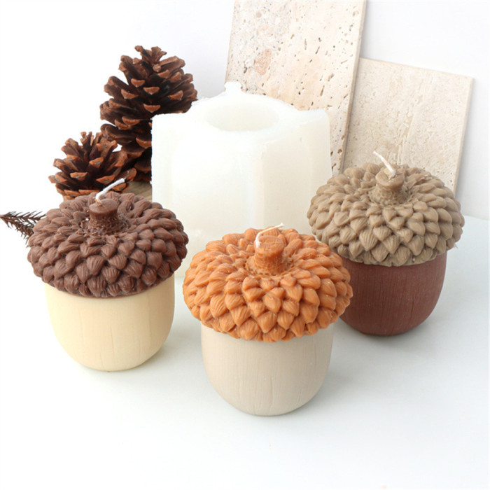 Silicone large pine nut candle mold aromatherapy pine nut hazelnut squirrel fruit food gypsum resin mold