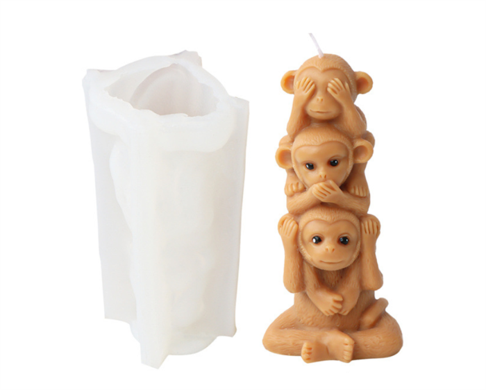 3D Stacking Bear Candle Mold, Bear Silicone Mold for Fondant, Chocolate, Cake Decor, Candle, Soap, Polymer Clay, Plaster Ornament, Resin Art