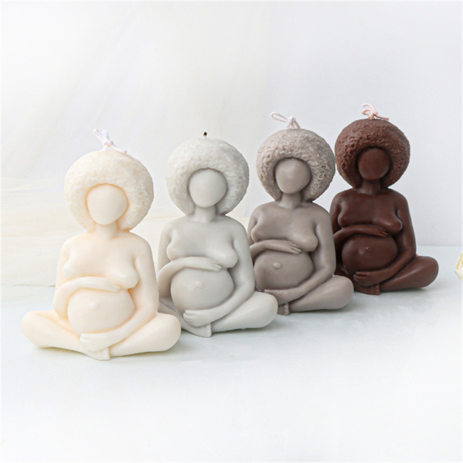 Pregnant Woman Silicone Candle Mold, 3D Pregnant Mom Silicone Mold for Fondant, Cake Decorating, Chocolate, Soap, Soy Wax Candle, Resin Art