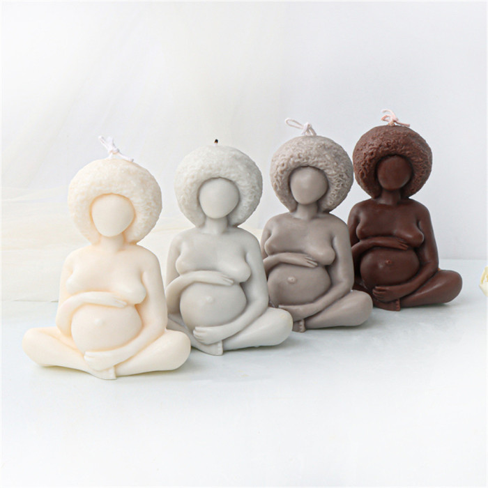 Pregnant Woman Silicone Candle Mold, 3D Pregnant Mom Silicone Mold for Fondant, Cake Decorating, Chocolate, Soap, Soy Wax Candle, Resin Art