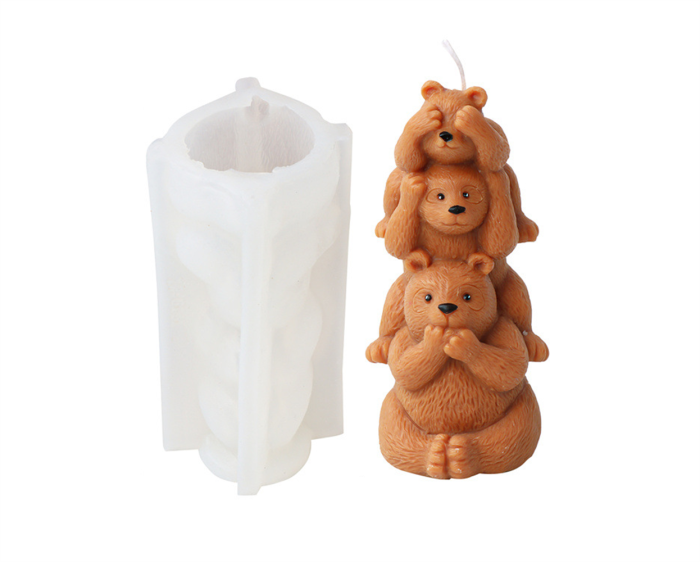 3D Stacking Bear Candle Mold, Bear Silicone Mold for Fondant, Chocolate, Cake Decor, Candle, Soap, Polymer Clay, Plaster Ornament, Resin Art
